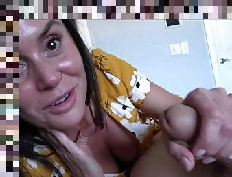 Brunette Mature Mom Abby Somers - Wake Up - POV Homemade Blowjob in the morning