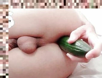 Twink boy gay cucumber fun