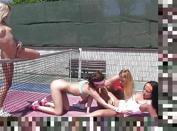 Cayla Lyons And Friends Eat Each Other Out On The Tennis Court - Bang
