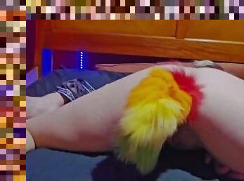 Daddy Bought Me a Raibow FoxTail ButtPlug, He wants me to Show it Off