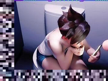 Overwatch Dva date in public bathroom and her friend tracer suck big cock and cum in her pussy