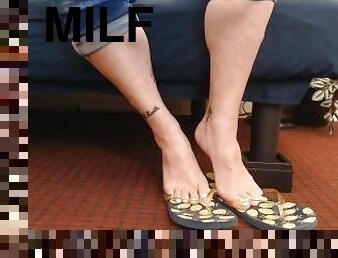 milfs, kaki, fetish, putih, menyebarkan, jari-kaki