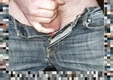 masturbation, amateur, ejaculation-sur-le-corps, gay, secousses, ejaculation, britannique, sperme, solo, jeans