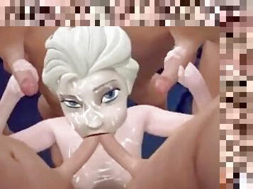 Elsa Frozen Bukkake Blowbang 3D Hentai