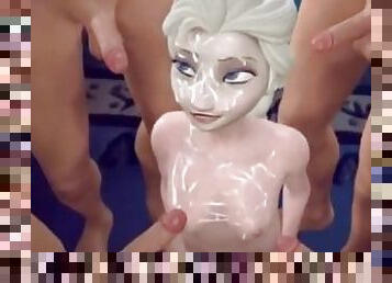 Elsa Frozen Bukkake Blowbang 3D Hentai