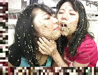 Subtitled extreme Japanese natto sploshing lesbians