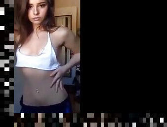 Beautiful teen brunette make a sexy show on cam. she's teasing her body perfectly