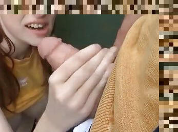 I caught a blonde pissing in the street and I put my dick in her mouth