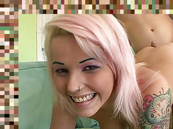 Cute tattooed and pierced blonde fucked