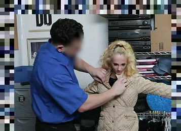 Amateur teen gets caught stealing so she has to fuck in order to be freed