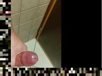 tight foreskin fun, cock ring in a public bathroom phimosis cock