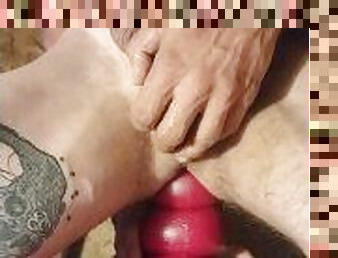 gigantisk, masturbation, anal, leksak, gay, dildo, ensam