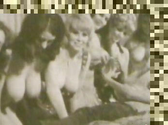 Vintage group sex in room with delicious busty milfs