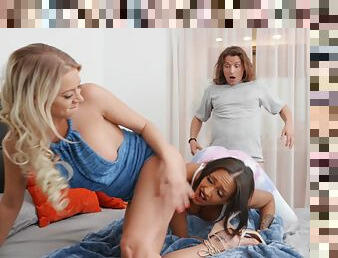 Katie Morgan and Zoey Sinn getting fucked in bed
