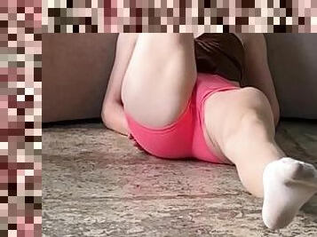 giantess stretching in short shorts