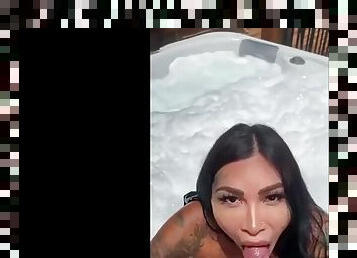 Instagram model sucks cock in jacuzzi