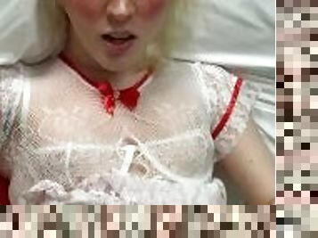 Trans Nurse Fingering, and Cums on Her Own Face
