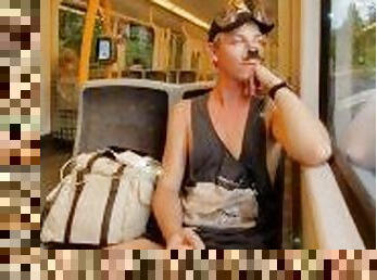 Twink masturbate on subway