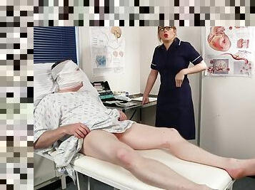 British voyeur nurse watches her weak patient wank in bed