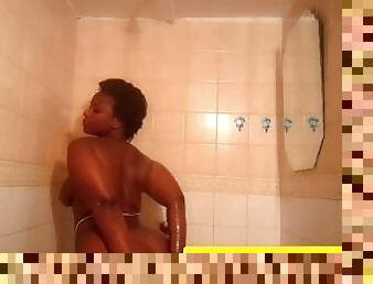 Naked in the shower/ebony African goddess Akiilisa/free porn