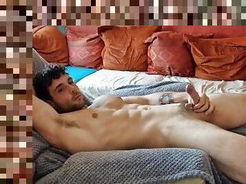 grande, masturbação, orgasmo, tiro-ao-alvo, gozando, ejaculação, excitante, musculado