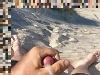 Love cumming on a public beach, almost got caught