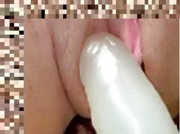 Nasty little bitch riding dildo slow pretty pink pussy showing while grinding on vibrator