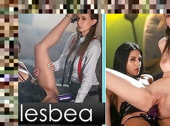 Lesbea Mia Trejsi and big tits Swedish babe dominant lesbian strapon orgasm
