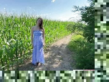 Slut submits in cornfield