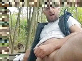 Horny and Handsome Guy Jerking Off in The Autumn Forest & Very Hot Dirty Talk