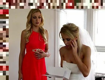 Bridesmaid secretly sucking cheating groom