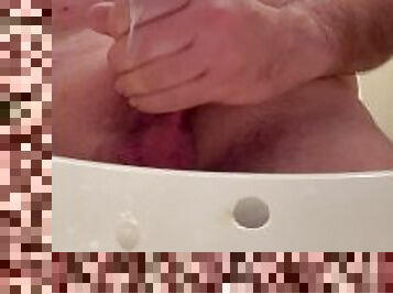 Jacking Off At Restroom Sink With Thick Cumshot