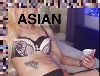 asiatisk, onani, amatør, compilation, ladyboy, cum, blond, alene, pikk