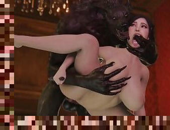 Ada pleases a werewolf  Big Cock Monster  3D Porn