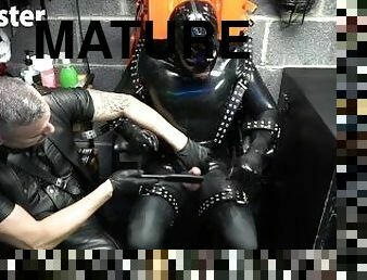 CBT on rubber gimp from leather gloved Master PREVIEW