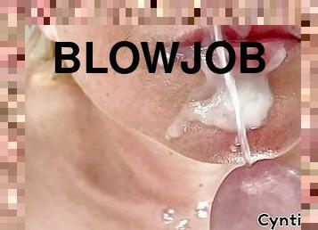 Blow Job when He watches My Porn on Laptop with a lot Cum In My Mouth